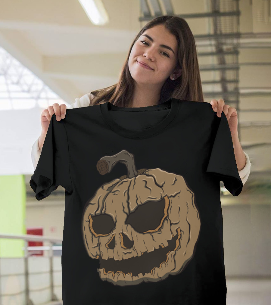 Creepy Halloween Jack-O'-Lantern Grinning Pumpkin T-Shirt