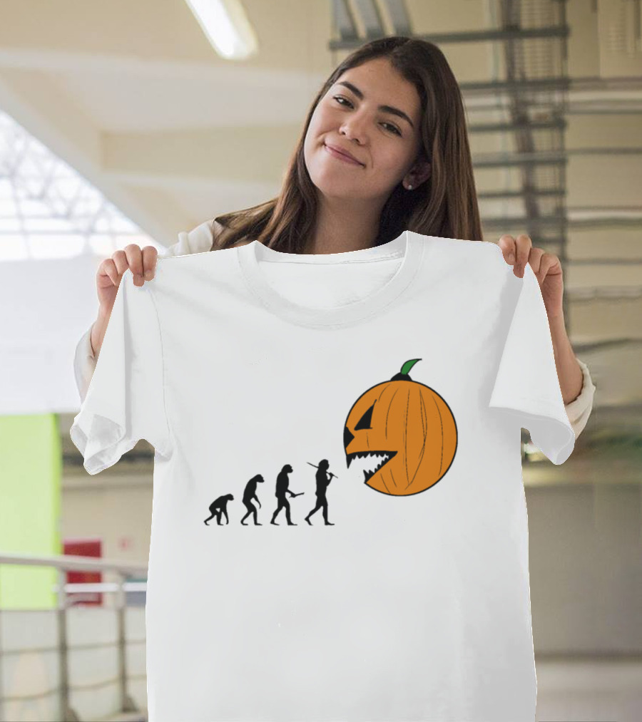 Halloween Pumpkin Evolution Silhouette with Jack-O'-Lantern T-Shirt