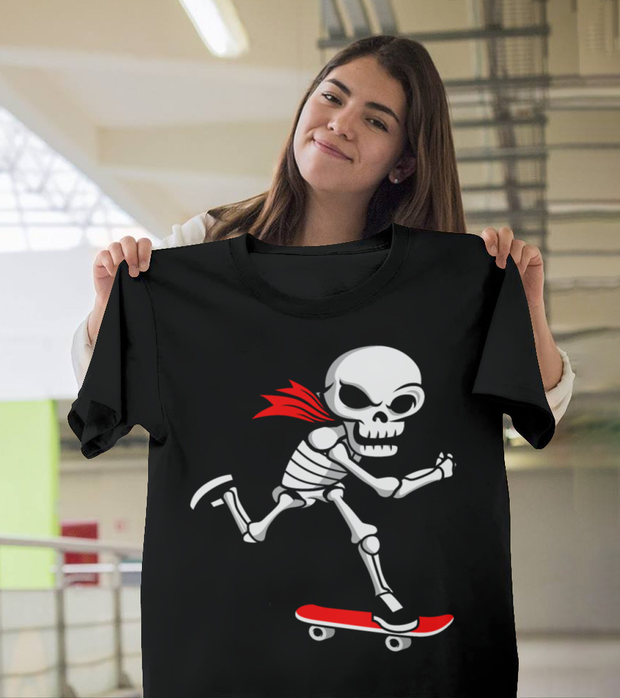 Skeleton Skateboarder Skull Treetwear Fun T-Shirt