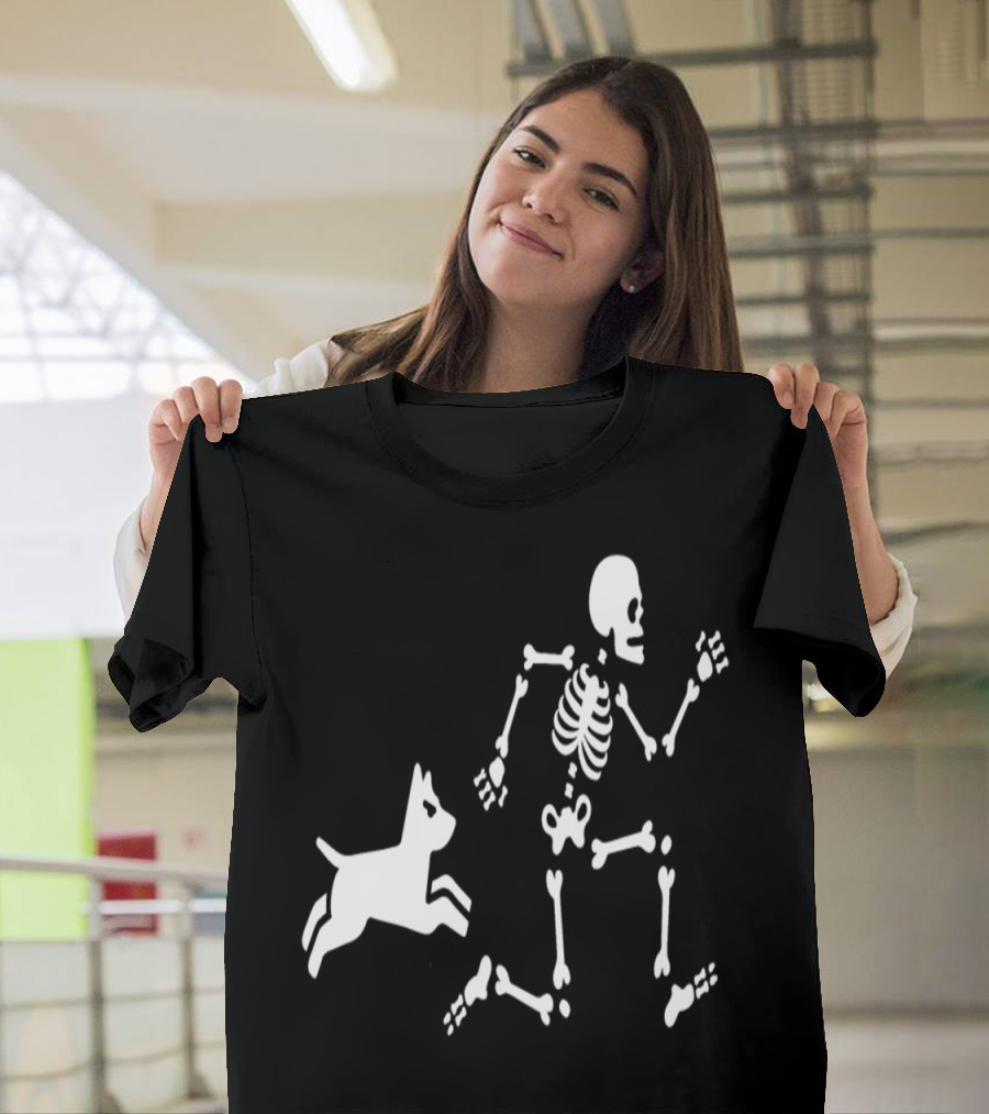 Dog Mom Dog Trainer Running Skeleton with Dog Bones T-Shirt