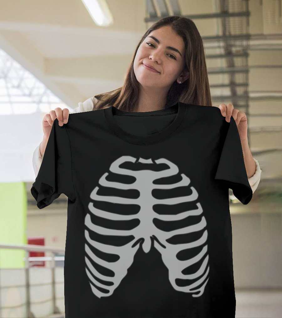 Grey Skeleton Ribcage T-Shirt