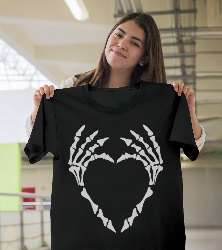 Skeleton Hand Heart Shape T-Shirt
