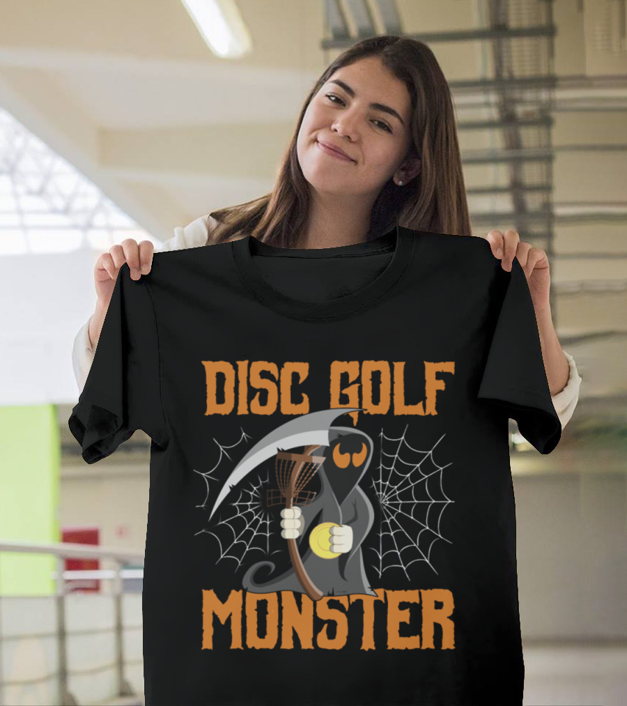 Disc Golf Funny Halloween Grim Reaper Disc Golf Monster T-Shirt