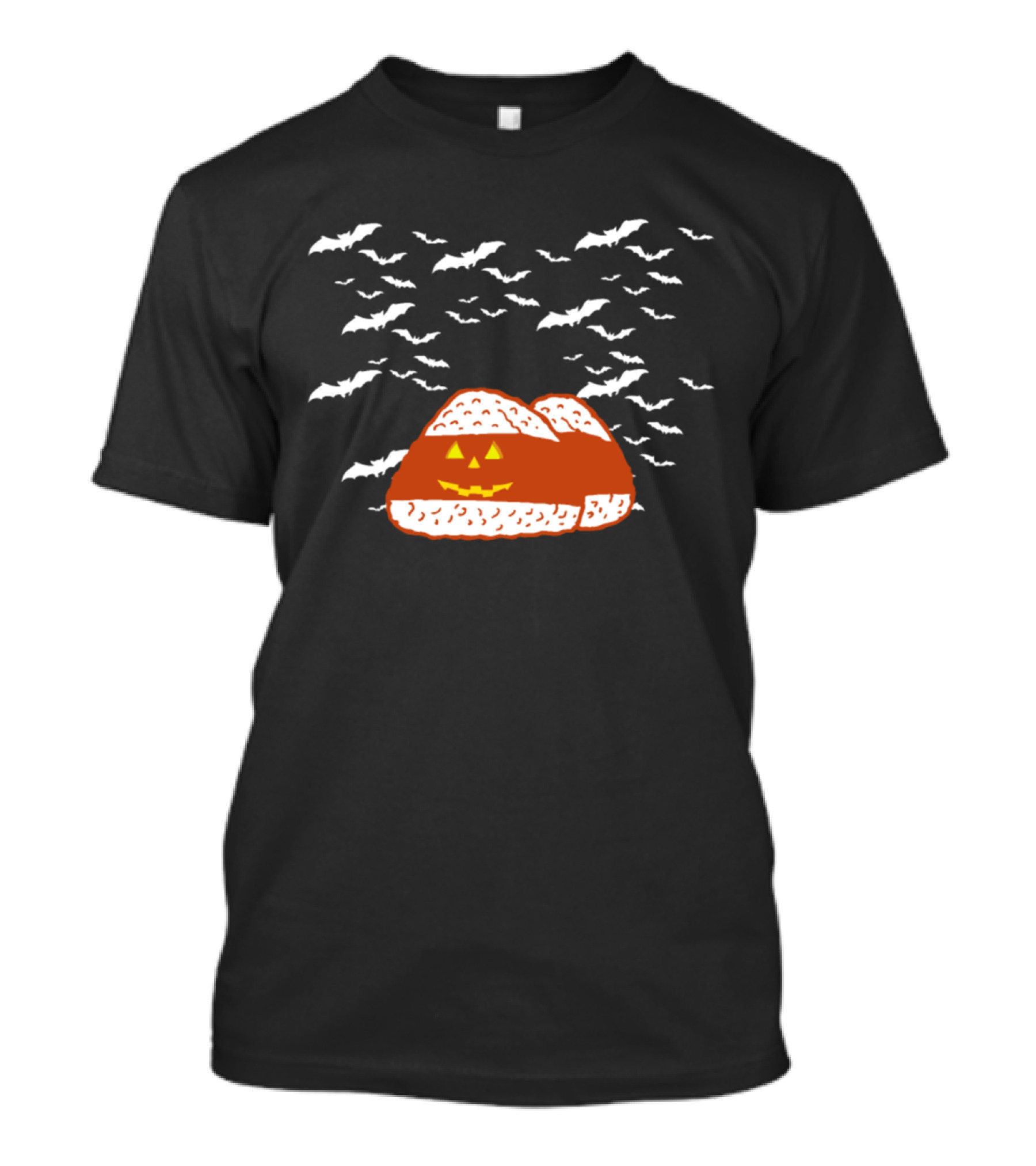 Rice Balls Japanese Halloween Bats Pumpkin Face T-Shirt