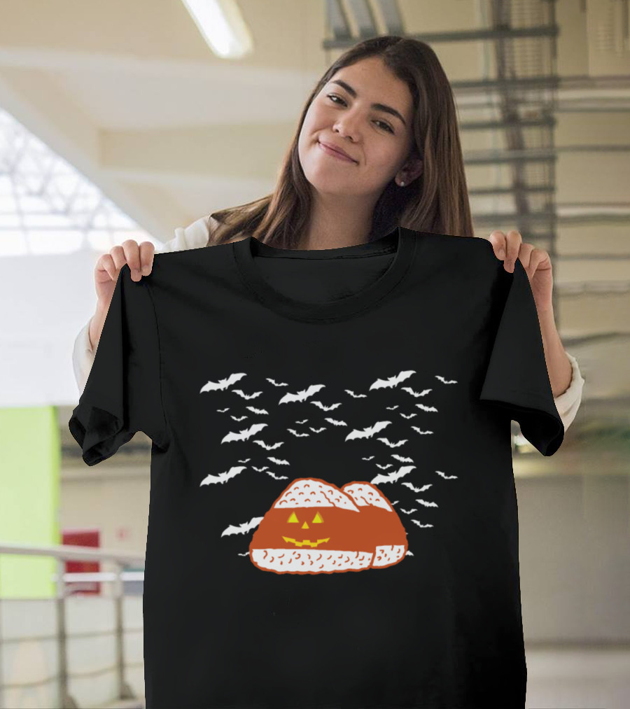 Rice Balls Japanese Halloween Bats Pumpkin Face T-Shirt