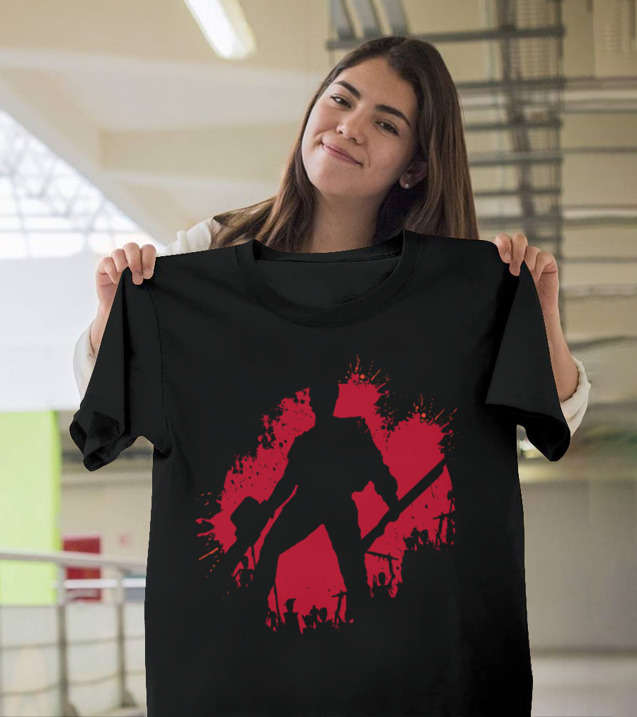 Ash Splash Silhouette Red Circle Chainsaw T-Shirt