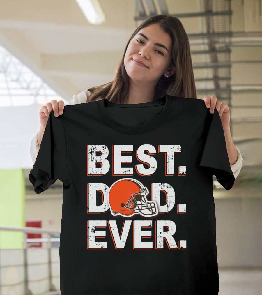 Best Dad Ever Browns Football Helmet T-Shirt