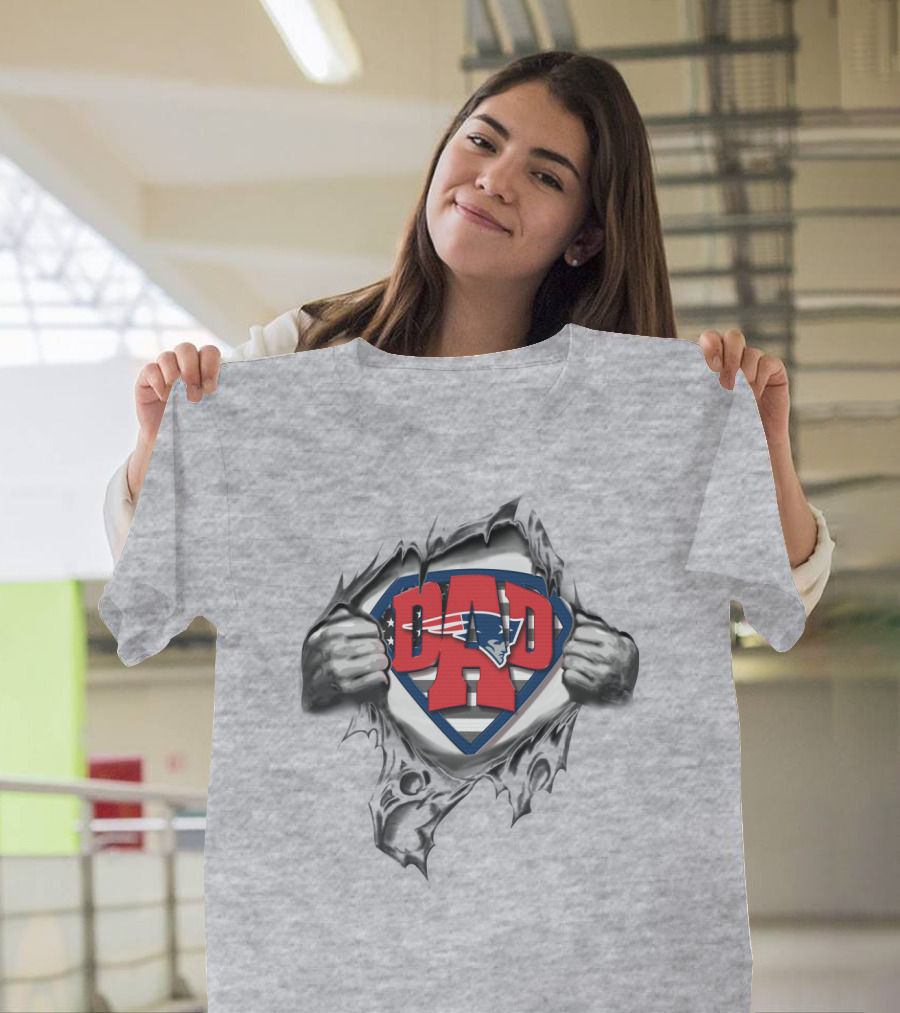 Superdad New England Patriots Superhero Dad Logo With Hands T-Shirt