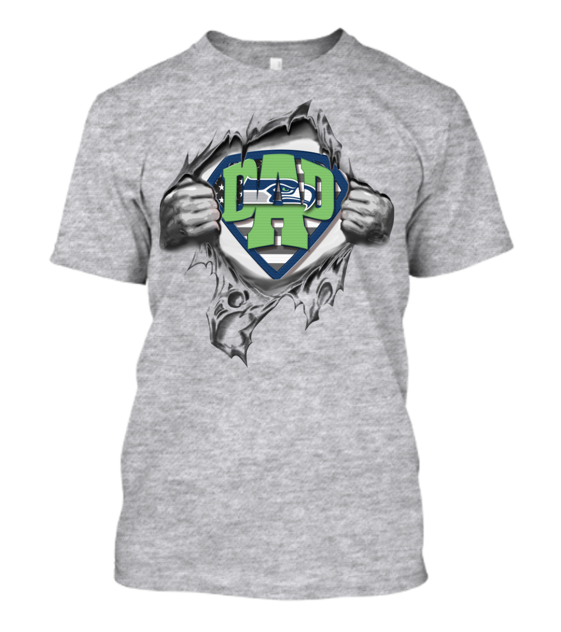 Seattle Seahawks Superdad Logo Rip Superman T-Shirt