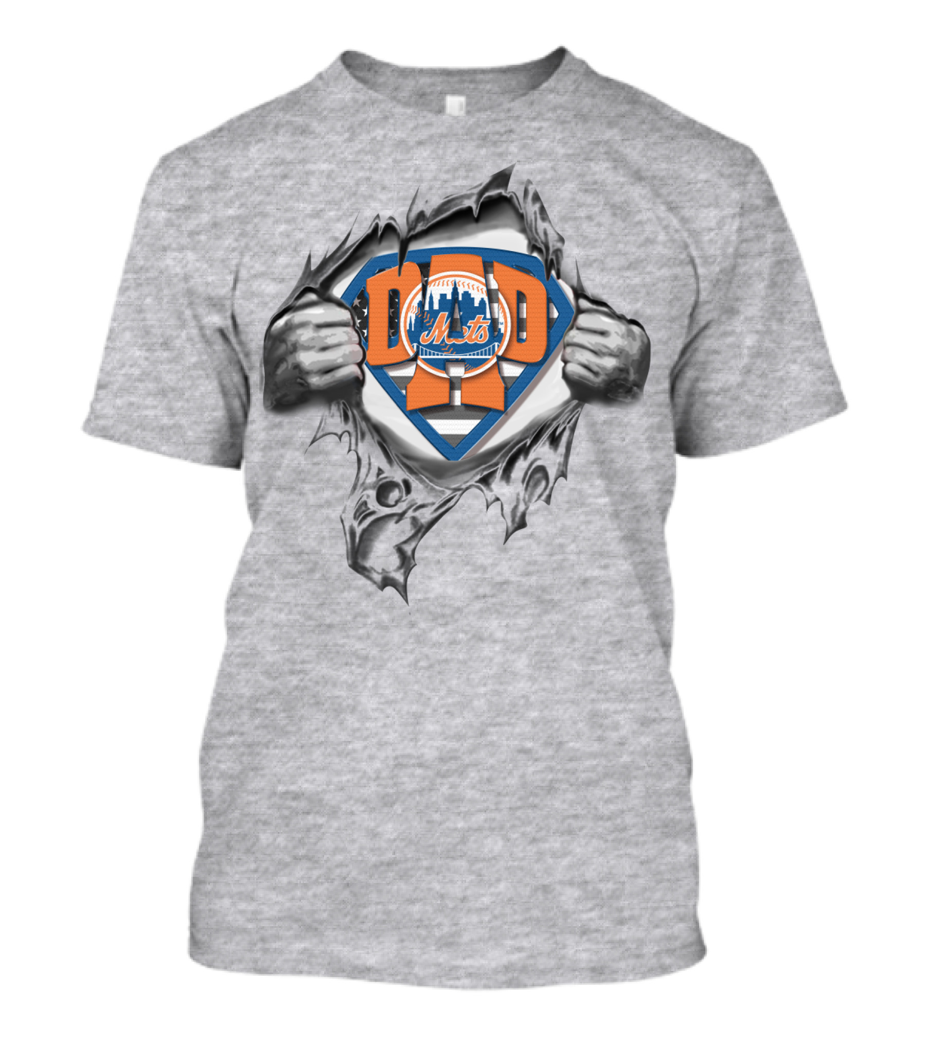 SUPERDAD METS Dad Shield Logo Superman Style NYC Baseball T-Shirt