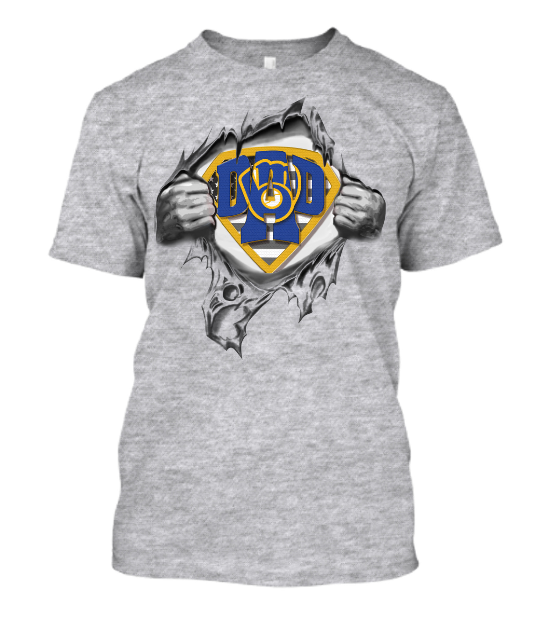 SUPERDAD Milwaukee Brewers Logo Chest Rip T-Shirt