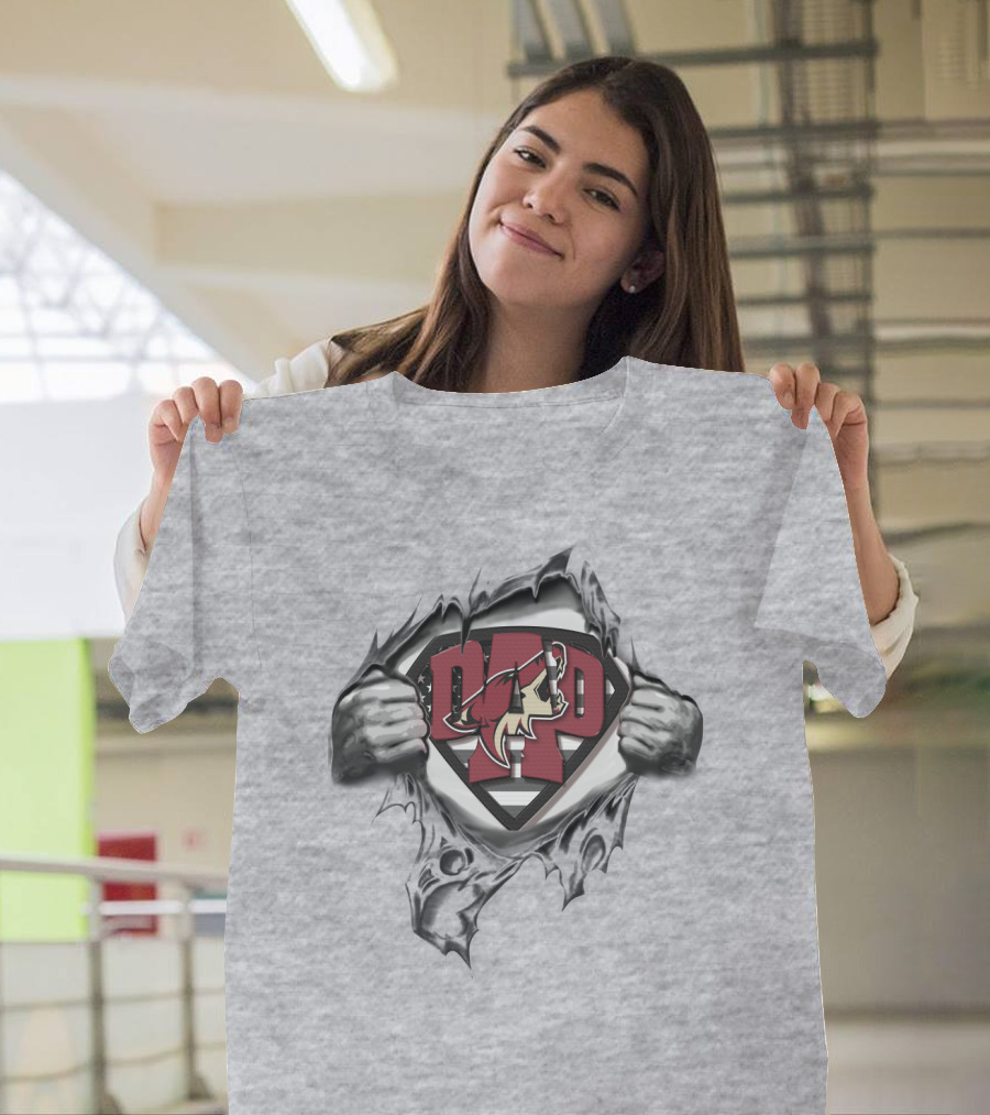 SUPERDAD Coyotes Logo Hero Badge Busting Through T-Shirt