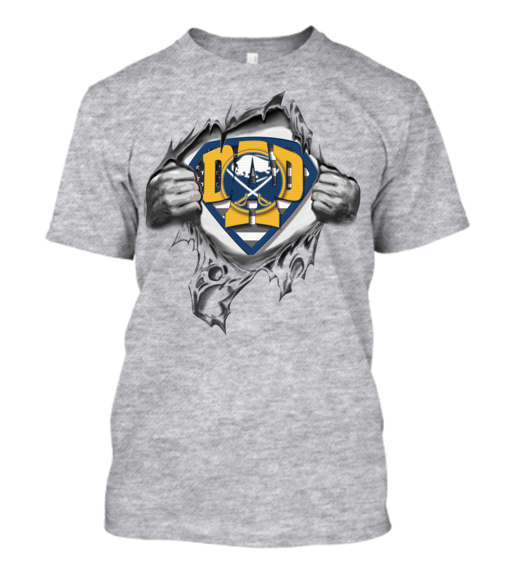 SUPERDAD Buffalo Sabres Logo Comic Ripped Shield T-Shirt