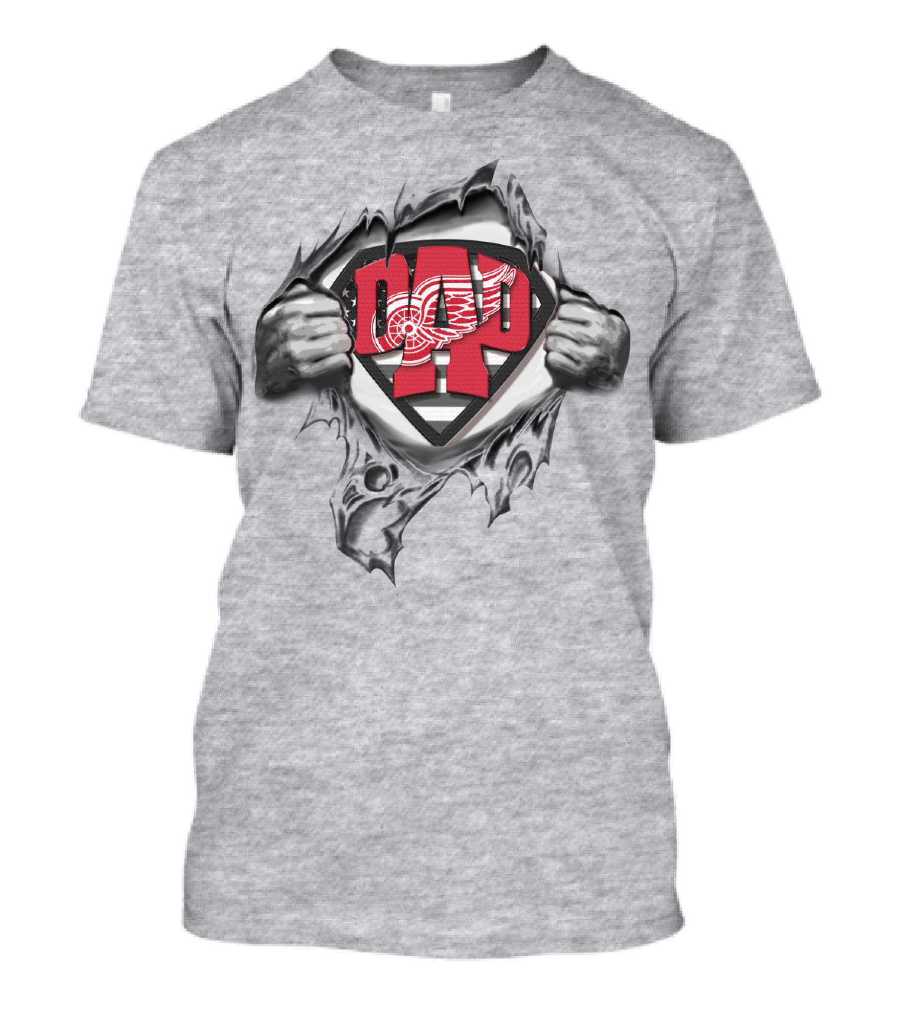 SUPERDAD Detroit Red Wings Logo Inside Superhero Shield T-Shirt