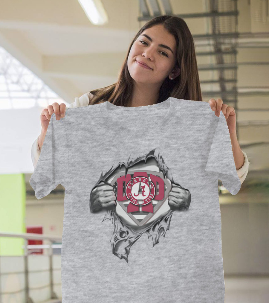 Superdad Alabama Crimson Tide Logo With Shield T-Shirt