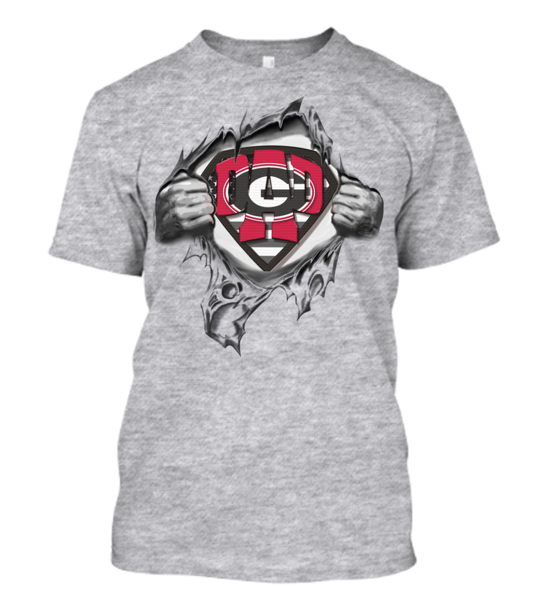 SUPERDAD Georgia Bulldogs Logo Superman Style Tear T-Shirt