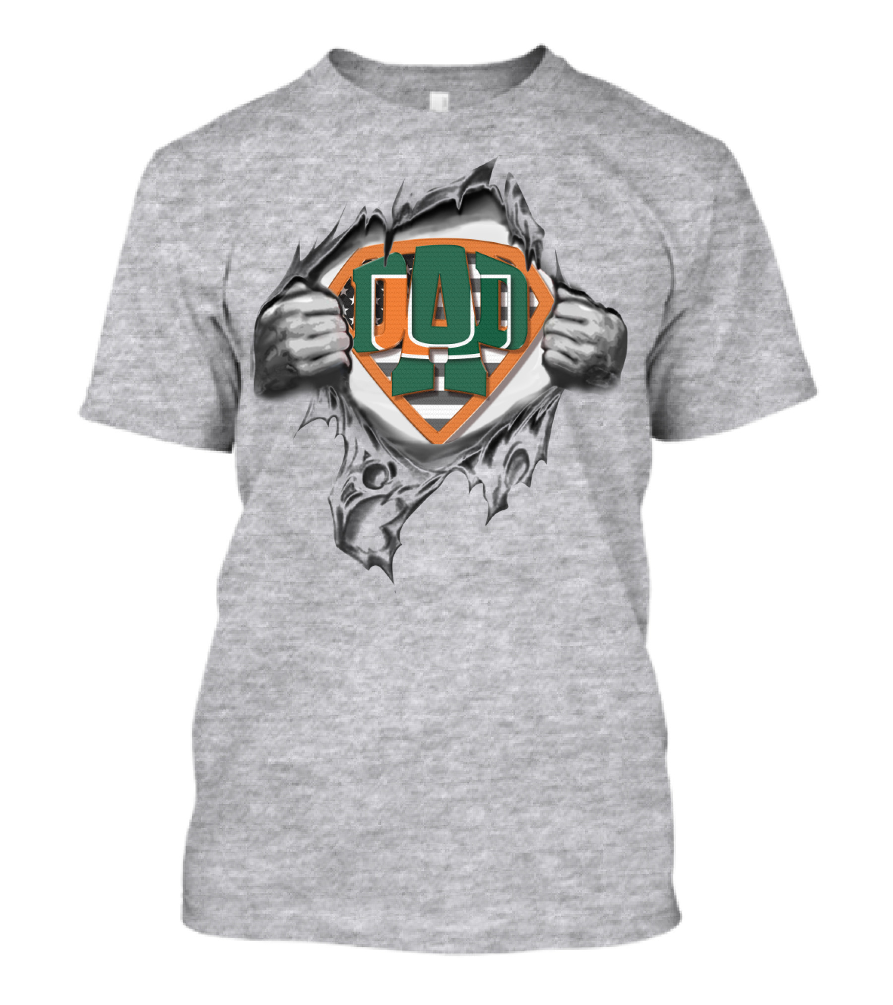 Superdad Miami Hurricanes Logo Chest Ripping T-Shirt