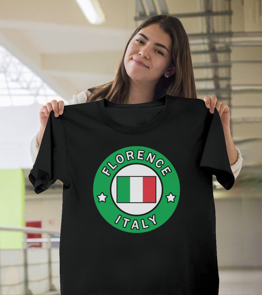 Florence Italy Italian Flag Circle Stars Emblem T-Shirt
