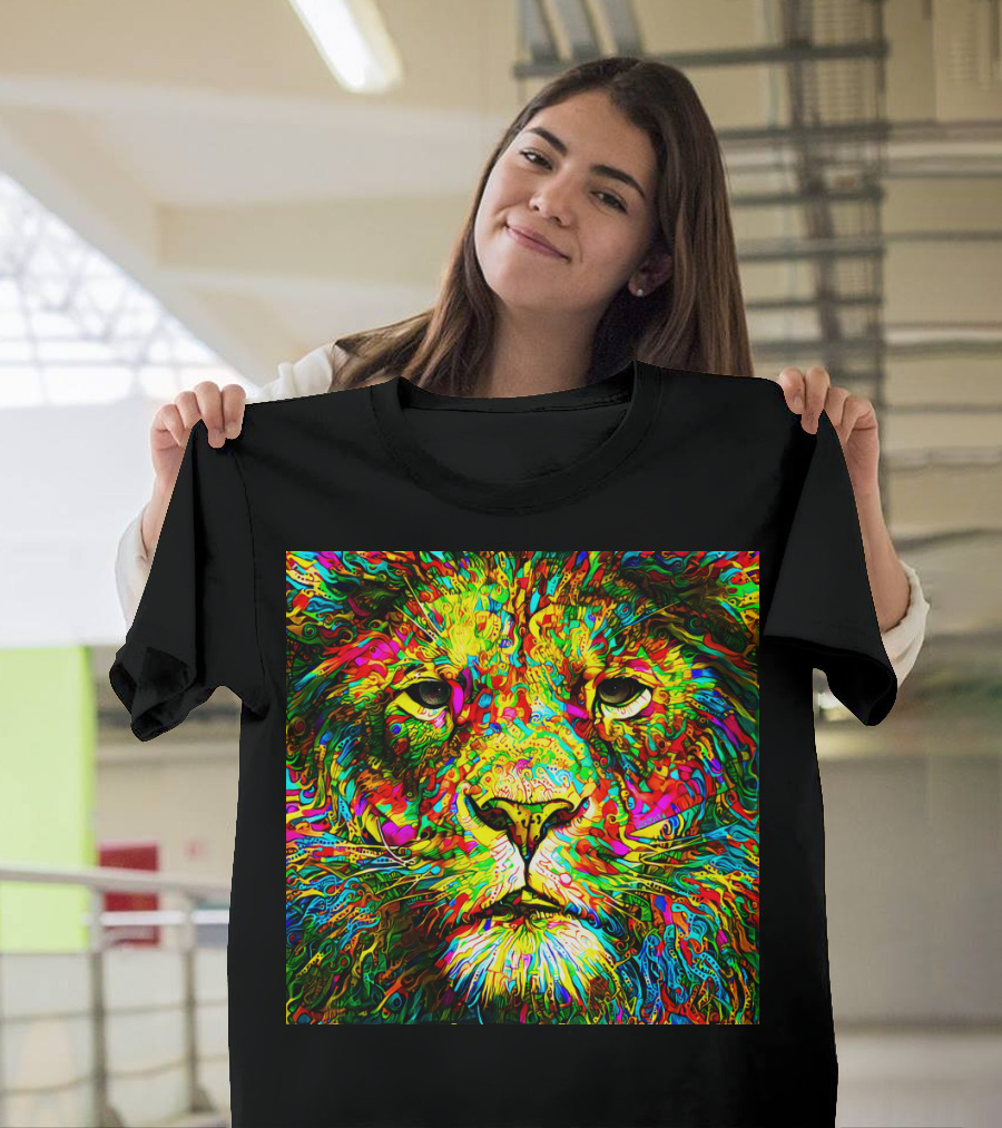 Leoninus Rex Psychedelic Lion Vibrant Colorful T-Shirt