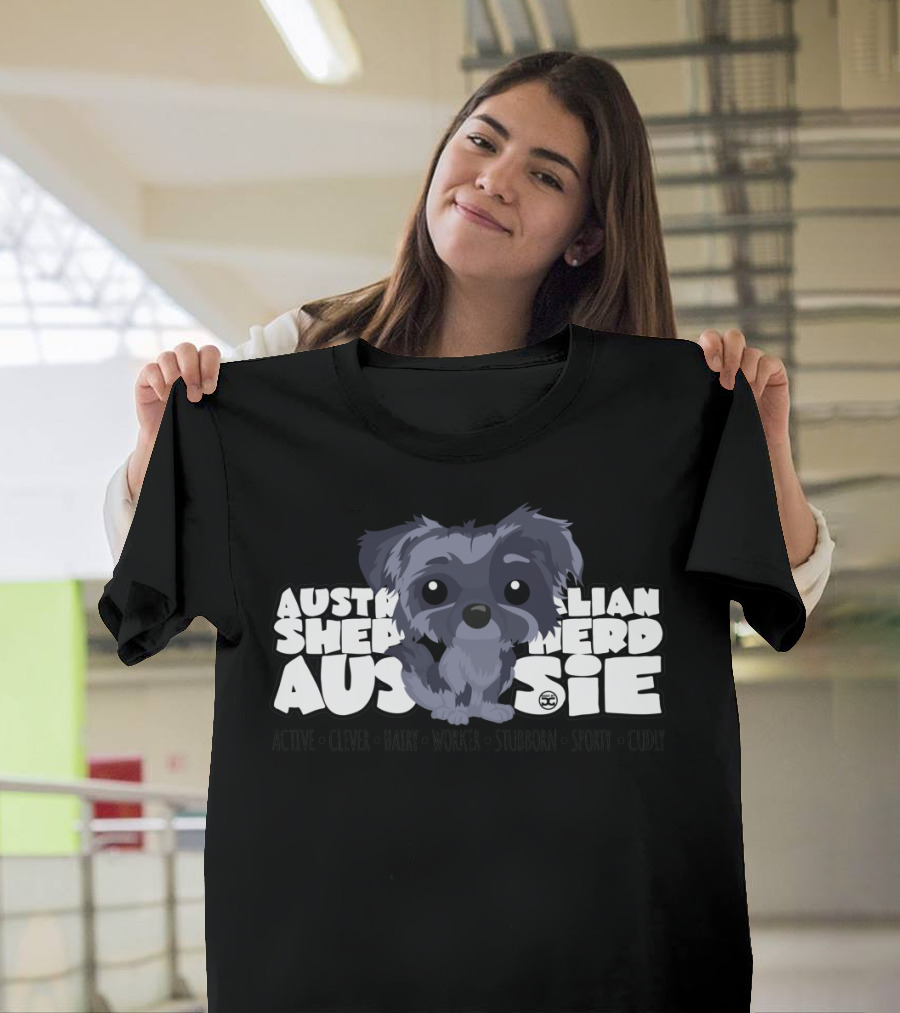 Aussie Shepherd Big Head Design with Full Merle Australian Shepherd Traits T-Shirt