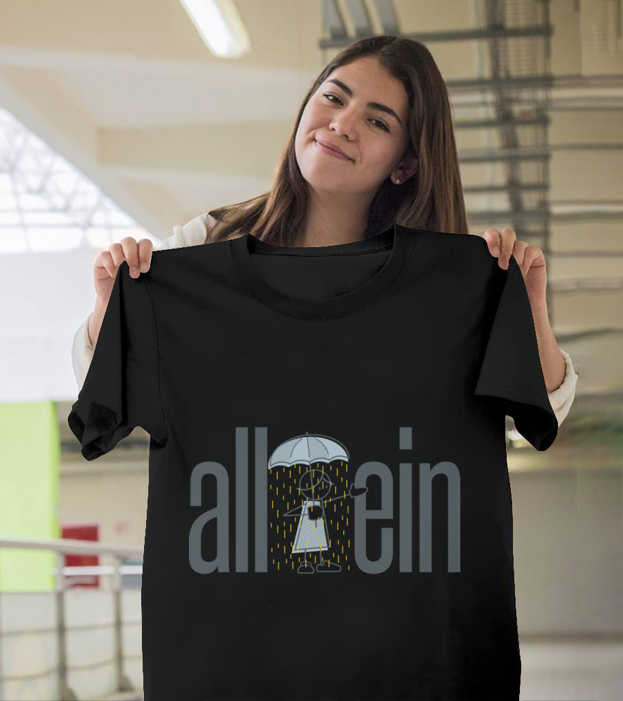 allein Stick Figure Umbrella Rain Concept T-Shirt