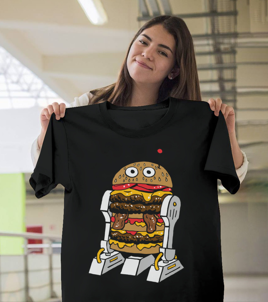 Burgerbot Cheeseburger Robot with Mechanical Legs and Arms T-Shirt
