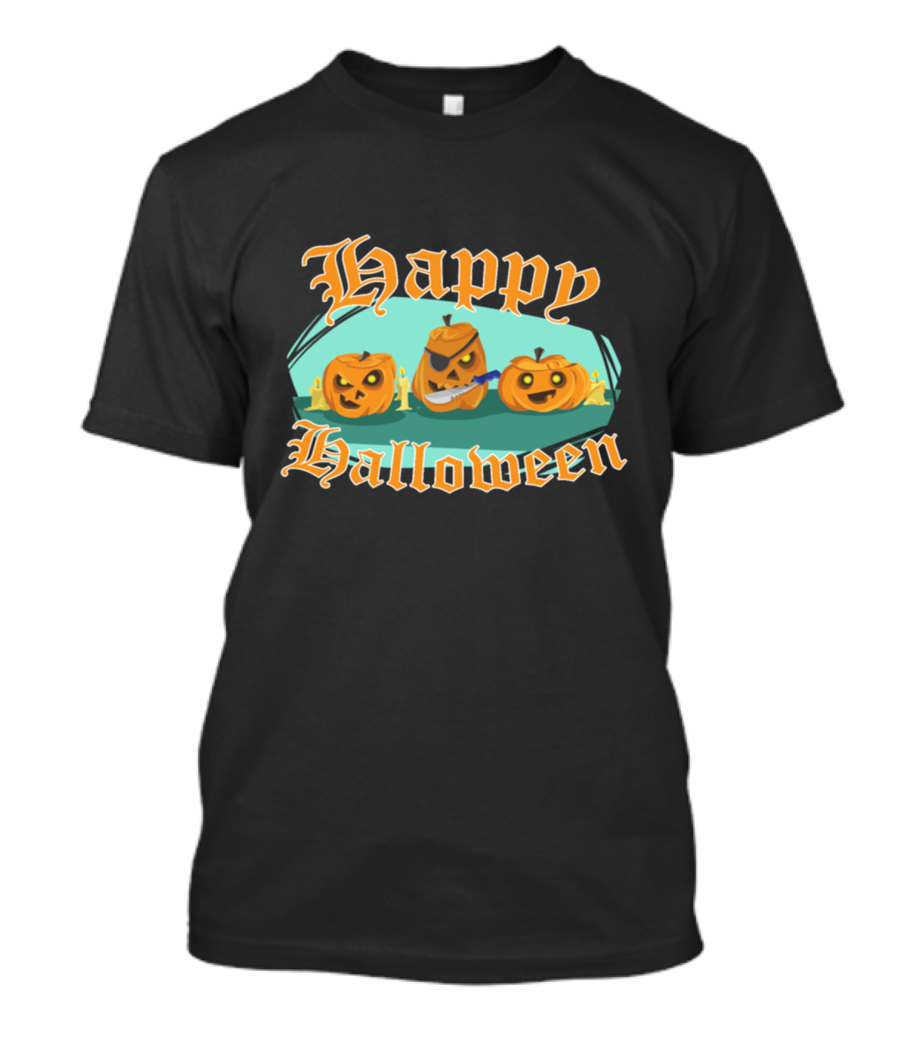 Happy Halloween With Scary Pumpkins And Knife T-Shirt