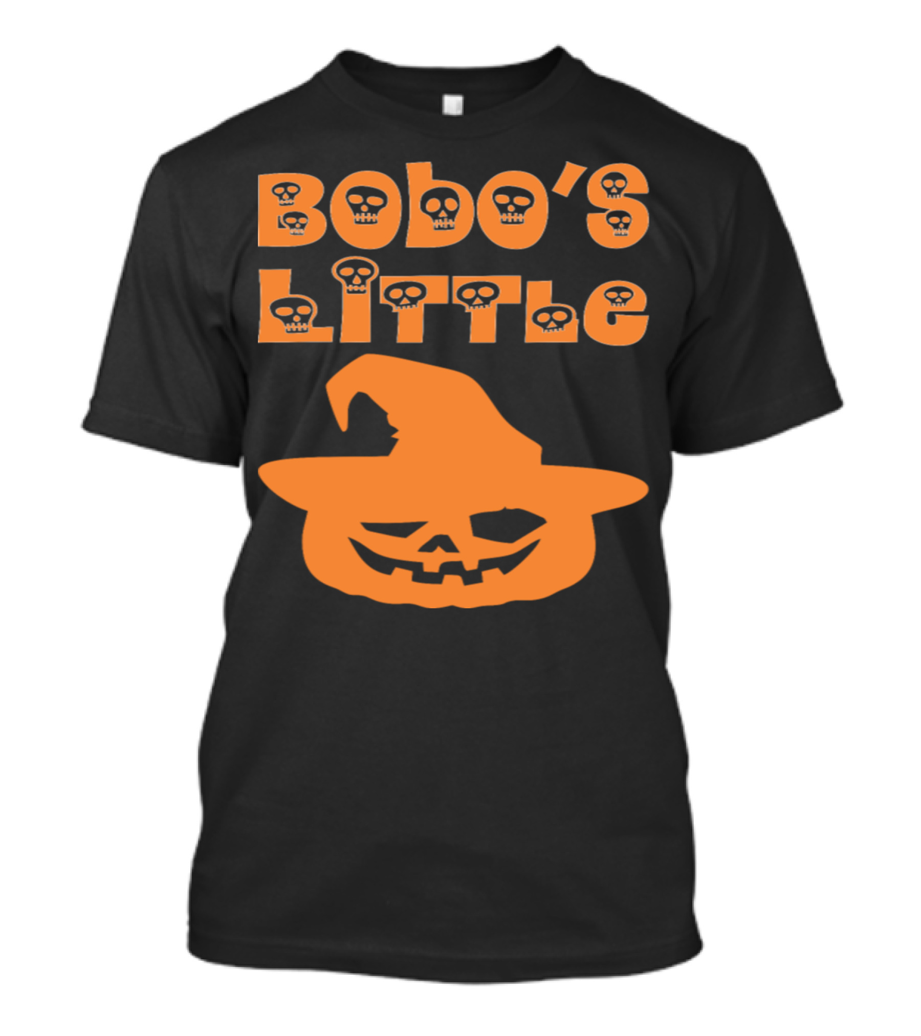Bobo's Little Pumpkin Orange Skull Font With Witch Hat Jack-O'-Lantern T-Shirt