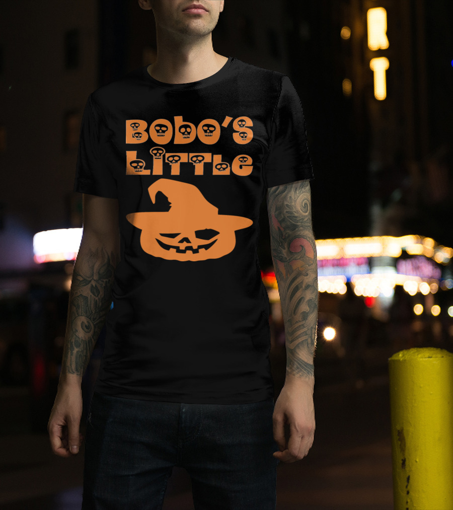 Bobo's Little Pumpkin Orange Skull Font With Witch Hat Jack-O'-Lantern T-Shirt