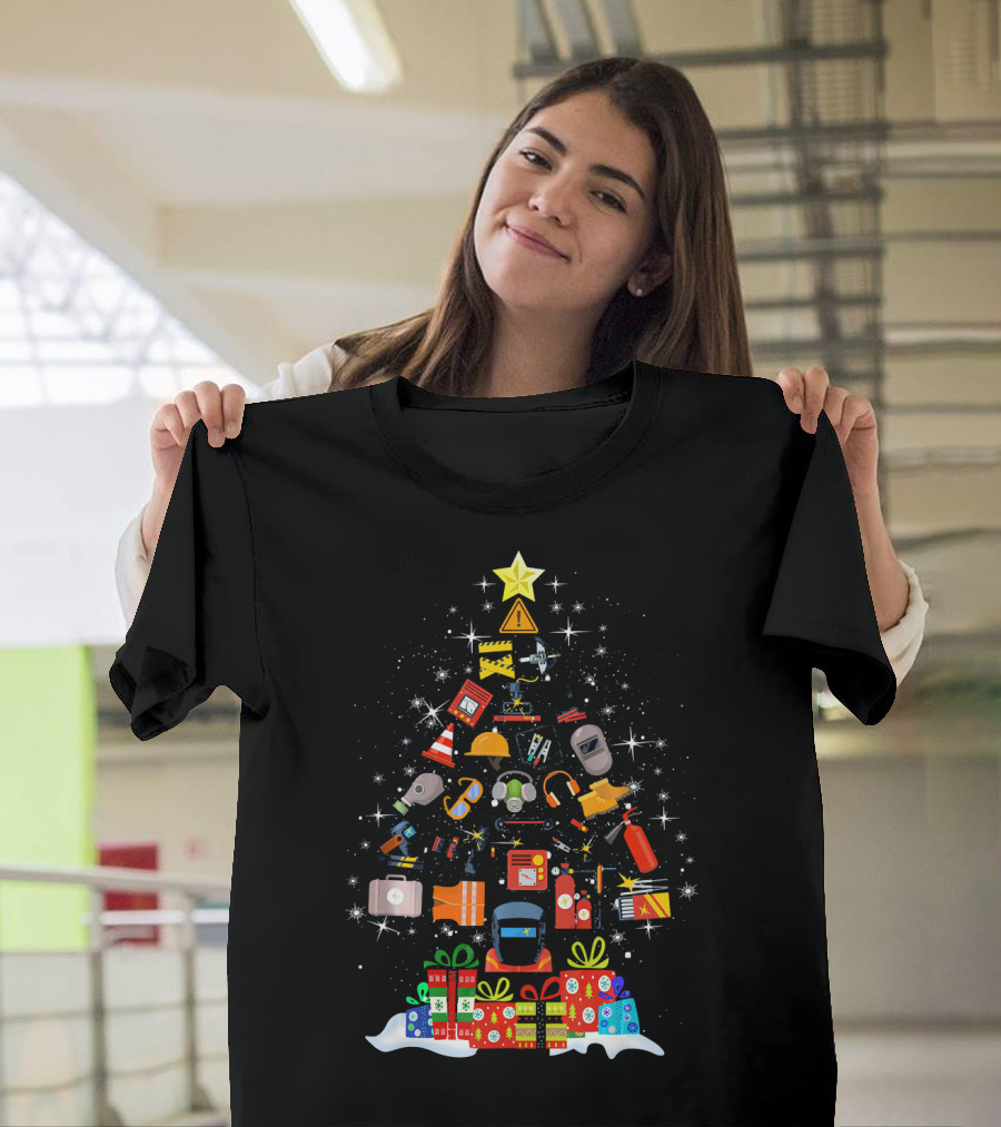 Christmas Welder Tools Funny Tree Shaped Assembly T-Shirt