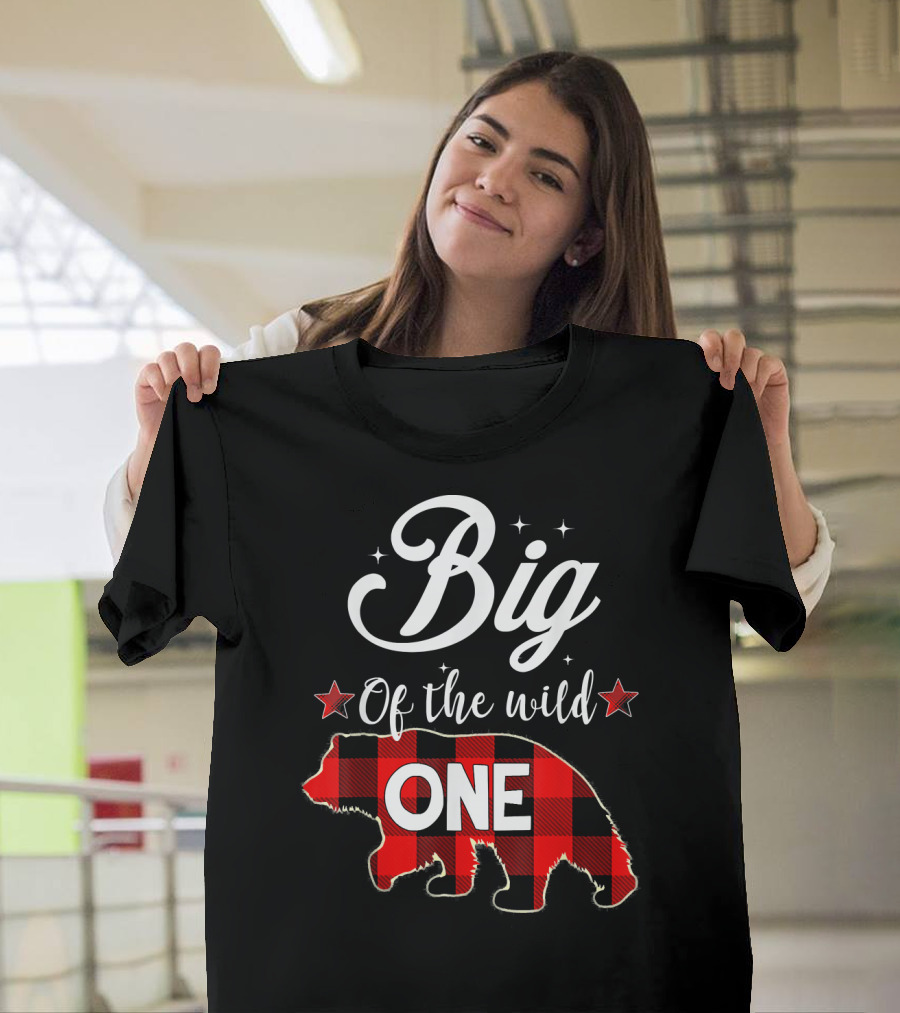 Big of the Wild One Bear Lumberjack Buffalo Plaid T-Shirt