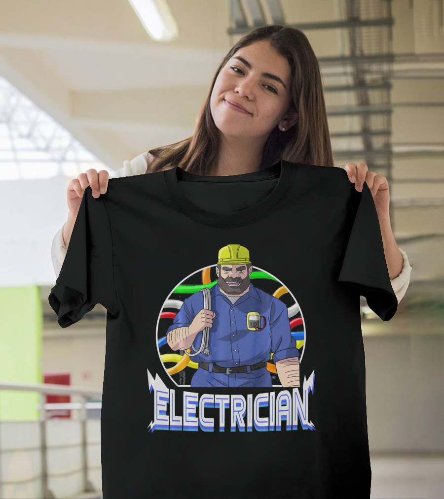 Electrician Electrical Cool Dad Funny Shirt with Hard Hat and Tools T-Shirt
