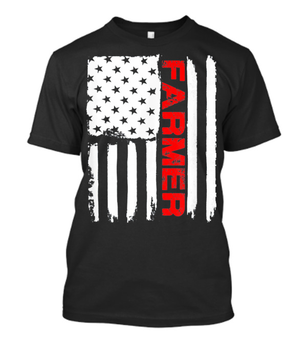 Farmer American Flag Farm Fourth Of July Patriotic T-Shirt