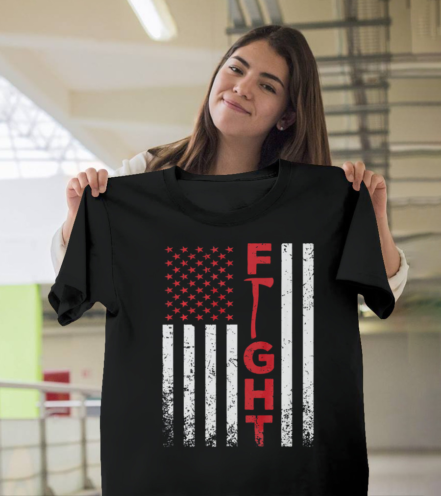 Fireman American Flag Thin Red Line Fight T-Shirt