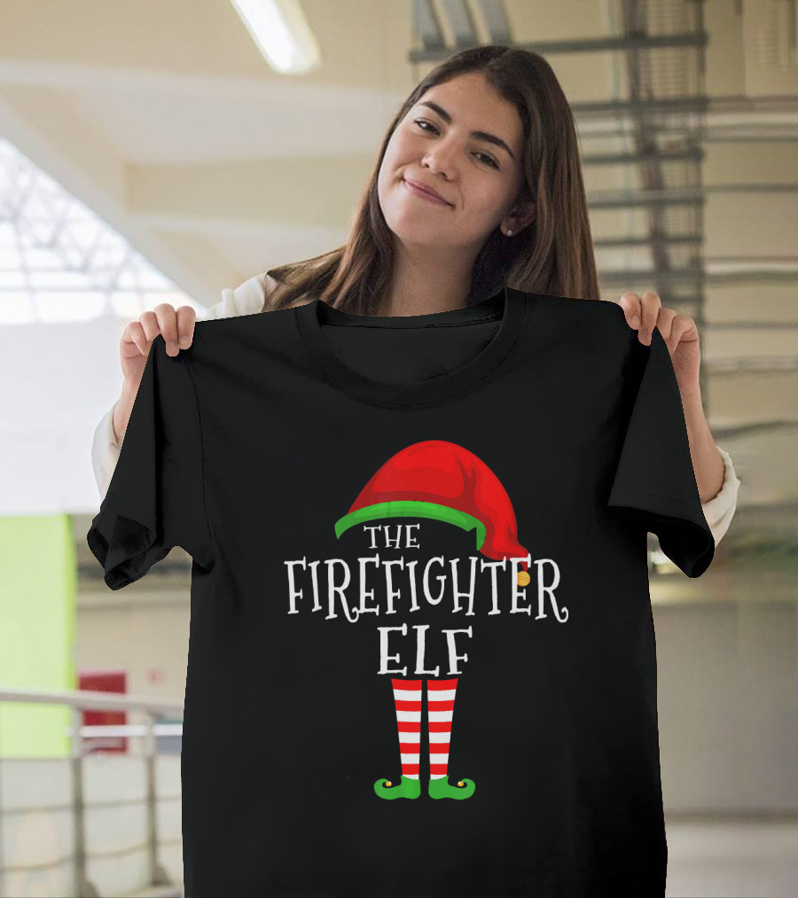 Firefighter Elf Family Matching Group Christmas T-Shirt