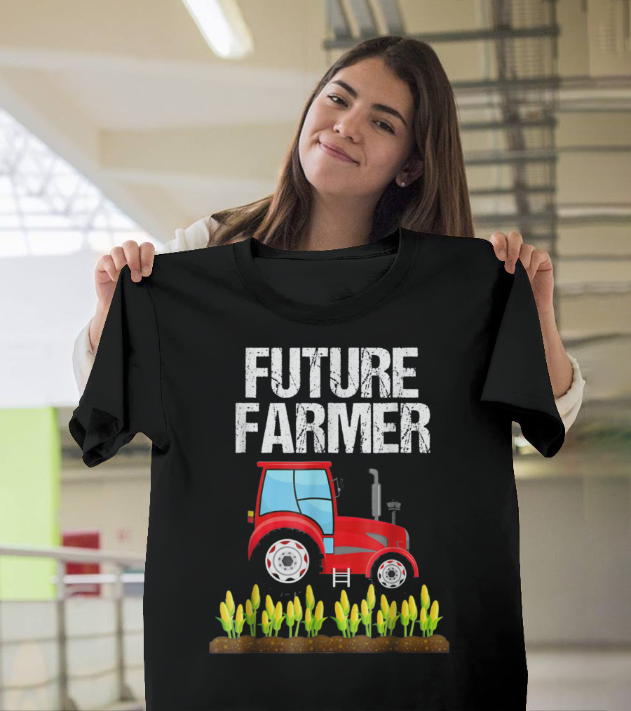 Future Farmer Red Tractor Corn Field T-Shirt