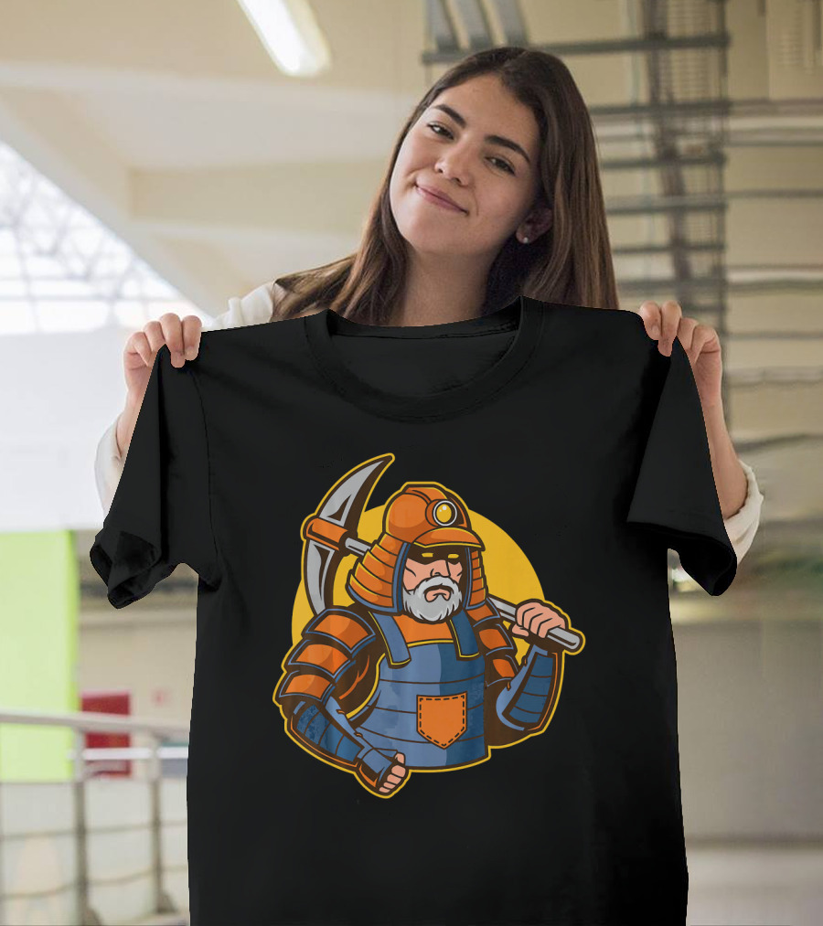 Gold Miner Samurai Warrior with Pickaxe T-Shirt