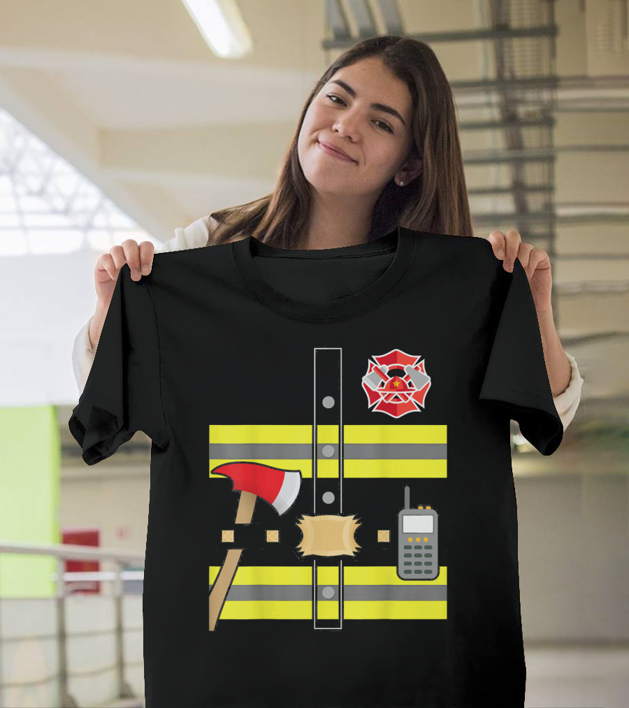 Firefighter Axe Walkie-Talkie Safety Gear Kids Fireman T-Shirt