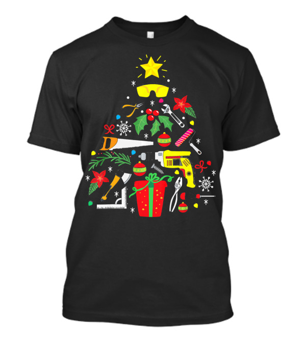 Christmas Tree Made Of Mechanic Tools And Ornaments T-Shirt