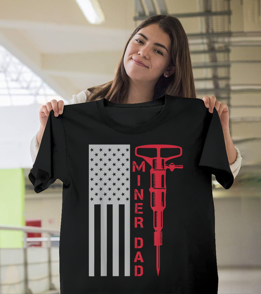 MINER DAD USA Flag Vertical Stars and Drill T-Shirt