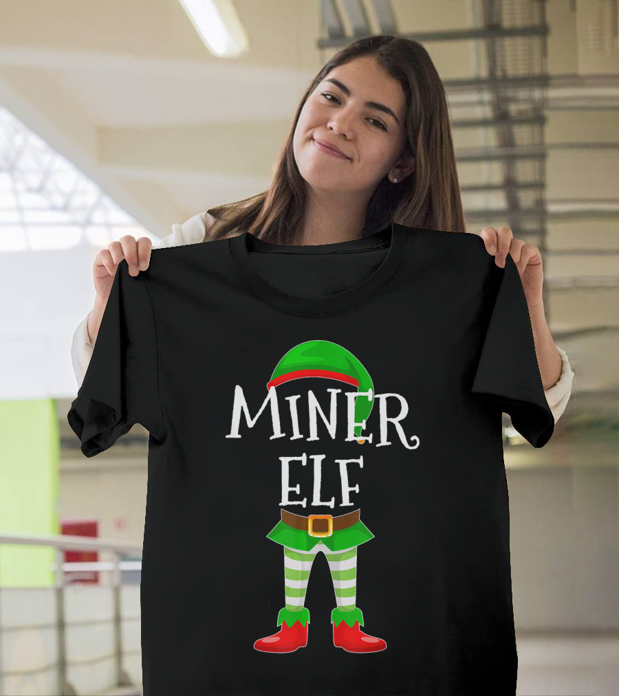 Miner Elf Christmas Costume Playful Holiday T-Shirt