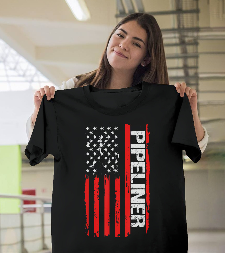 Pipeliner Bold American Flag Welder Pipeline Pride T-Shirt