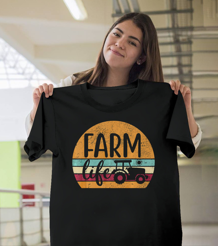Farm Life Retro Vintage Tractor Farming T-Shirt