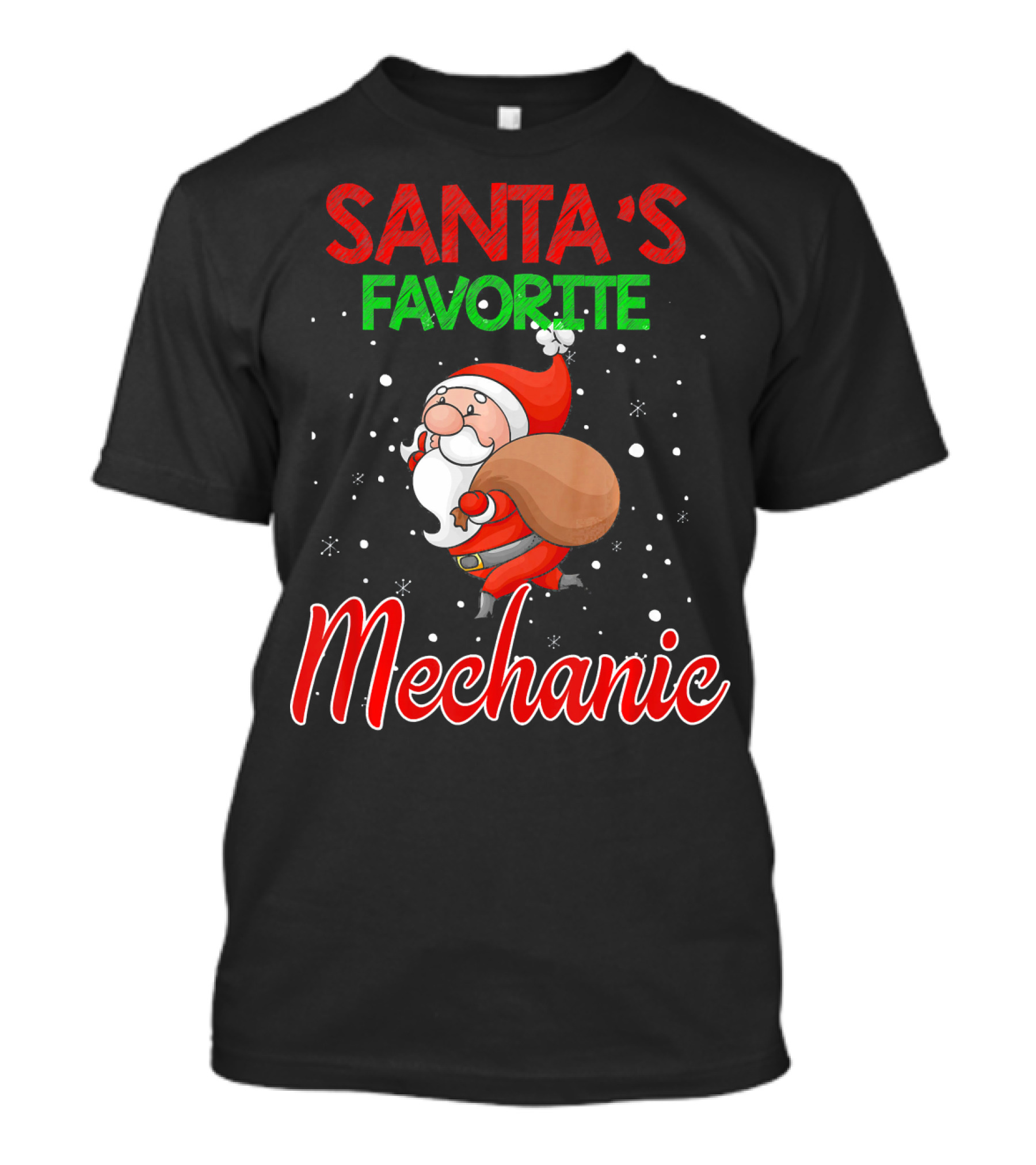 Santa's Favorite Mechanic Christmas Santa T-Shirt