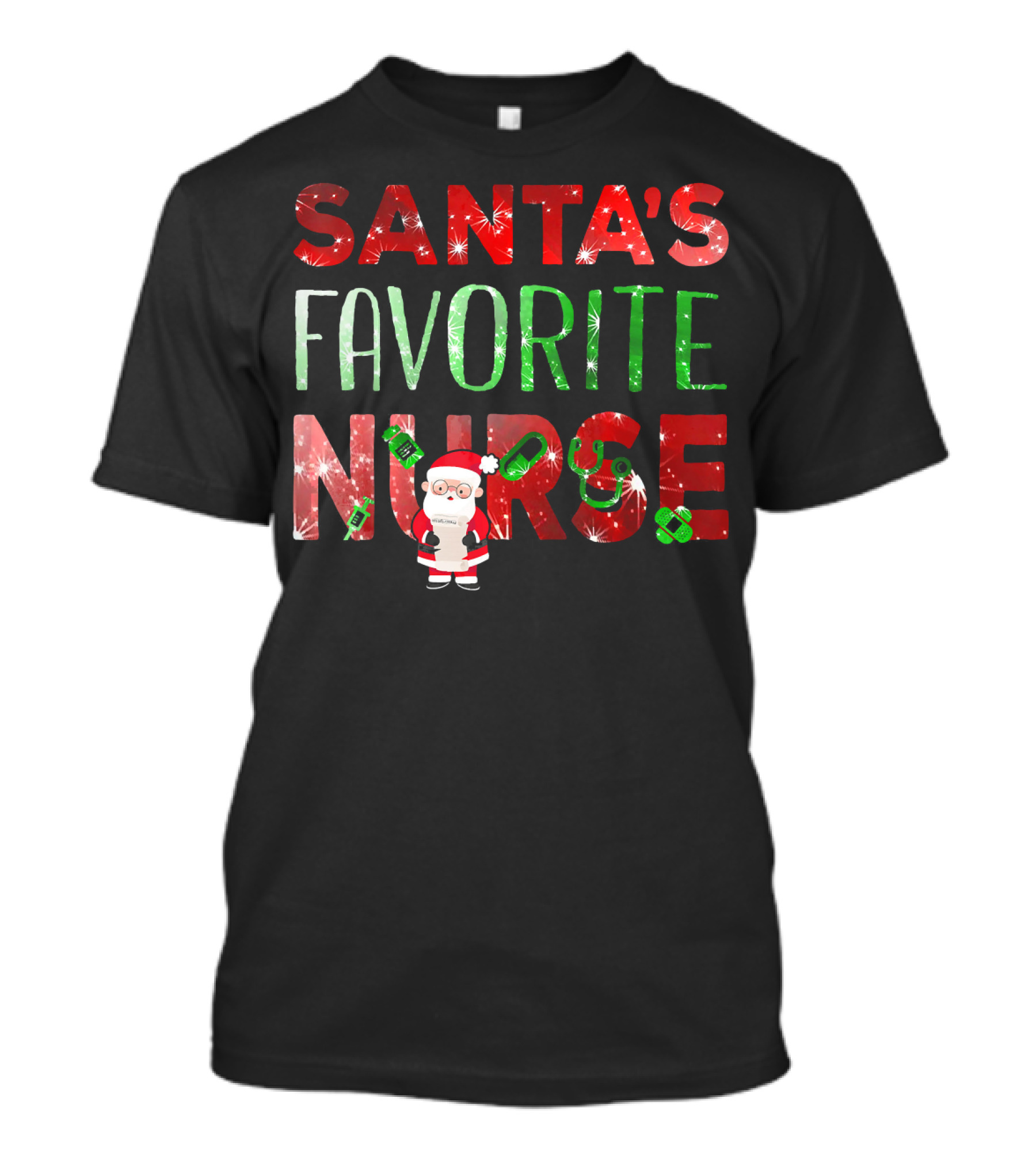 Santa's Favorite Nurse Christmas Festive T-Shirt