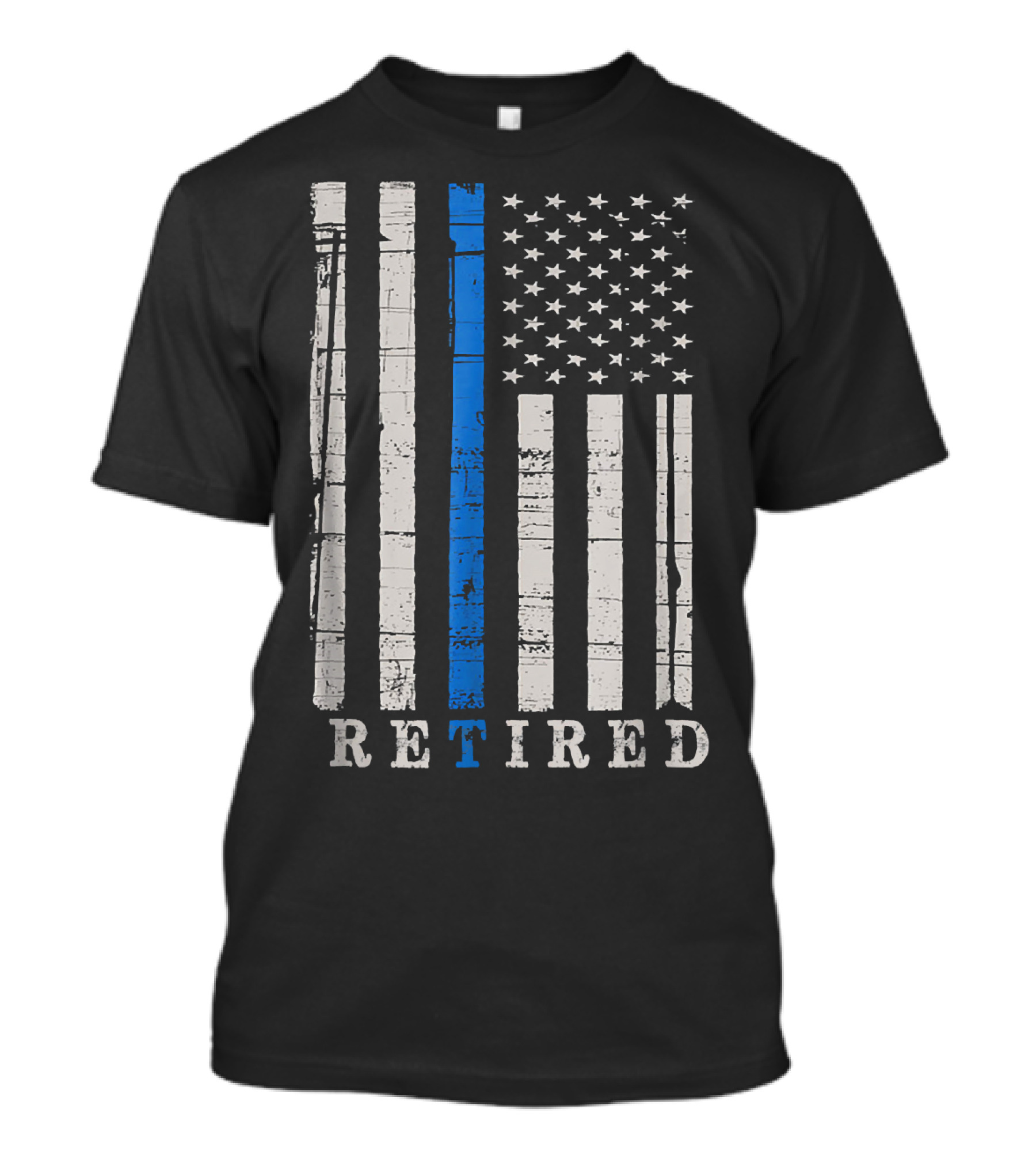 Retired Thin Blue Line American Flag Police Officer T-Shirt