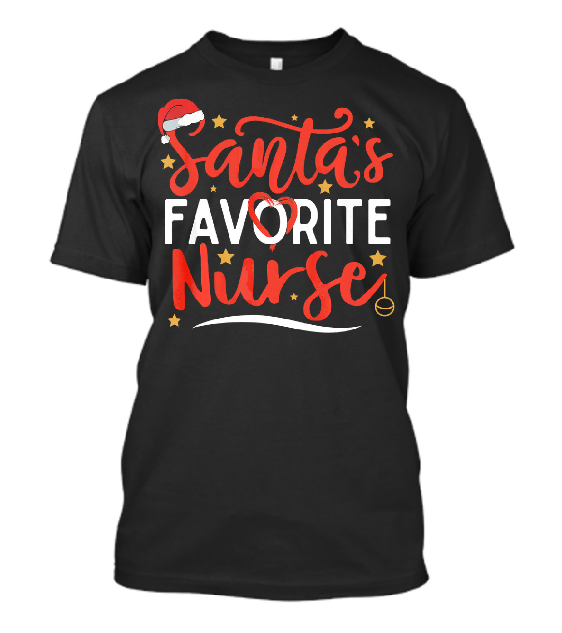 Santa's Favorite Nurse Festive Holiday T-Shirt