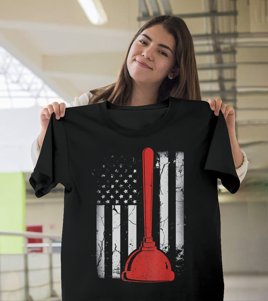 Vintage American Flag Plunger T-Shirt