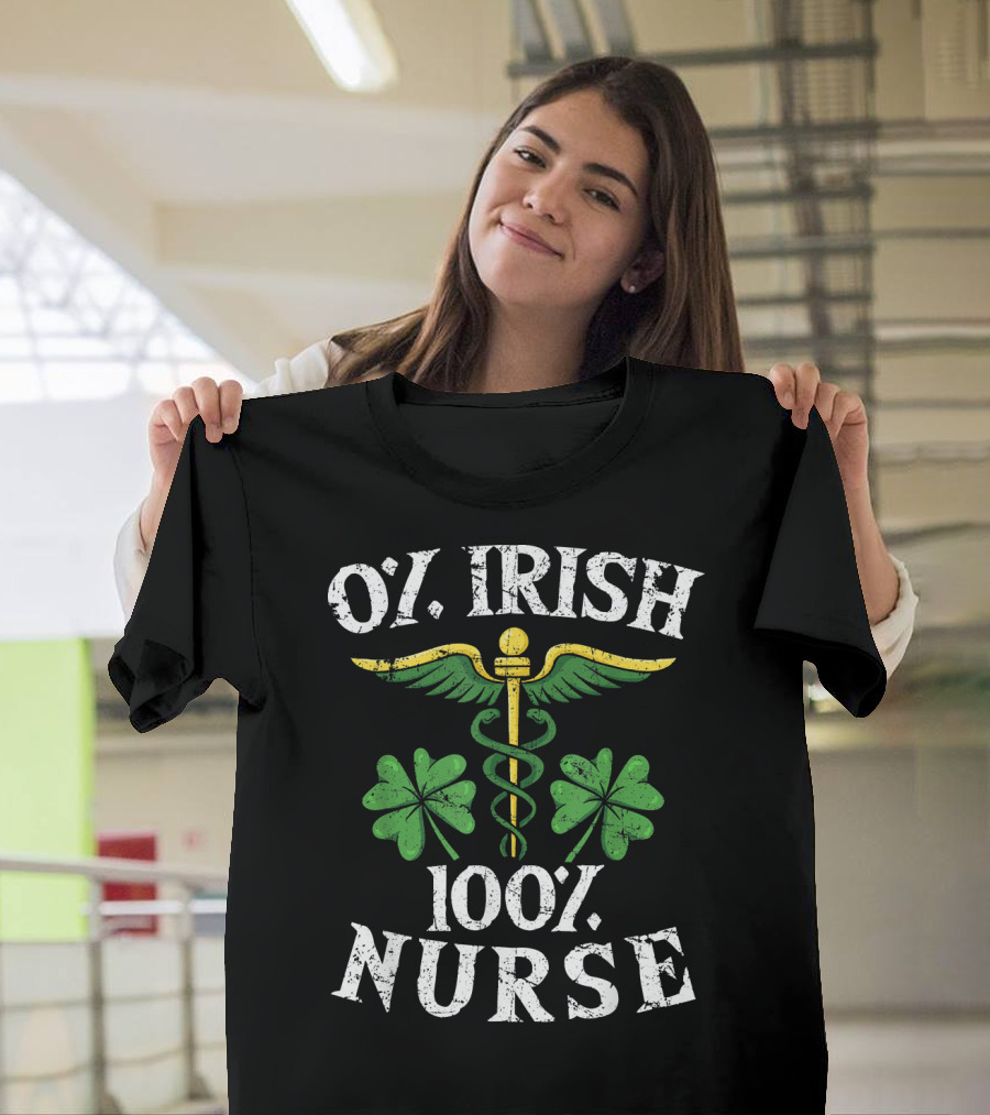 O'l Irish 100% Nurse Shamrock Caduceus St Patrick's Day T-Shirt