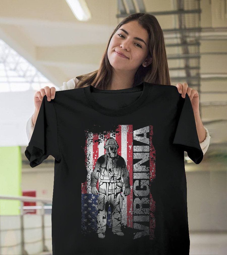 Virginia Firefighter American Flag T-Shirt